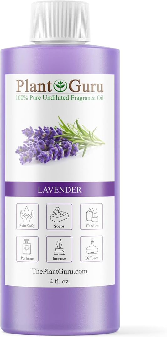 Lavender Fragrance Oil 4 fl. oz. Scented Oil for DIY Soap Making, Candles, Bath Bombs, Body Butters. Used in Aromatherapy Diffusers, Burners and Warmers. Great Addition to Lotions and Creams.
