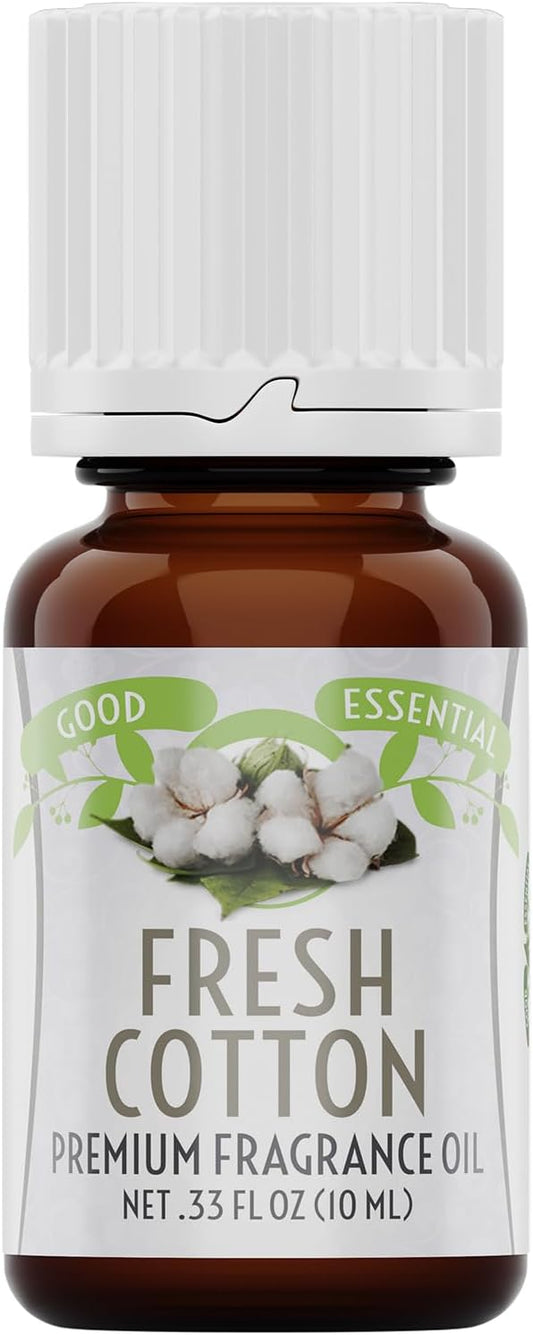 Good Essential - Fresh Cotton Fragrance Oil for Laundry, Dryer Balls, Soap Making, Candle Making, Lotions, Diffuser - 0.33 fl oz