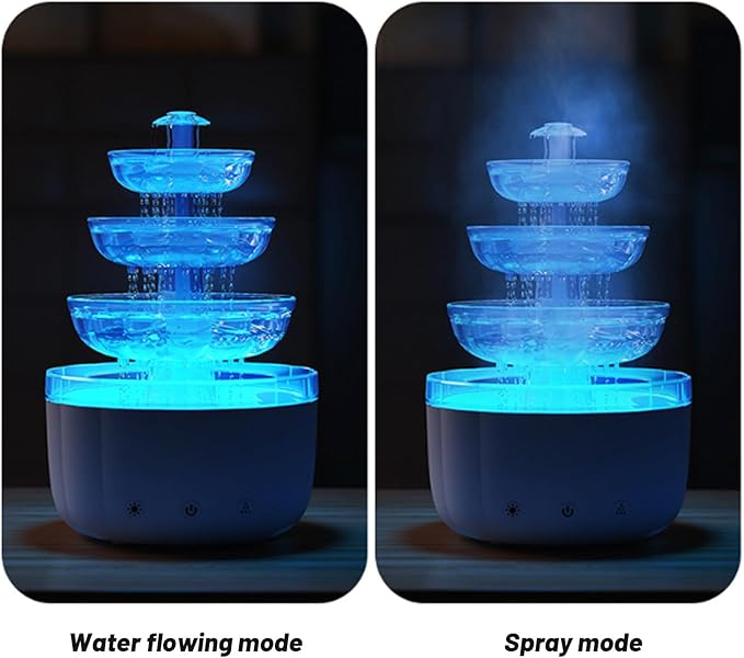 AUNMAS Fountain Diffuser Humidifier, Essential Oils Aromatherapy Quiet Operation 500ml Capacity for Bedroom Living Room Office Relaxation