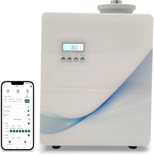 Bluetooth Enabled Wall Mounted Phone Controlled Hotel Collection Diffuser Machine Fragrance Oil Evaporator Cold air Diffuser with 500ml Capacity HVAC/AC System for 1000-4000sq .ft Coverage (White)