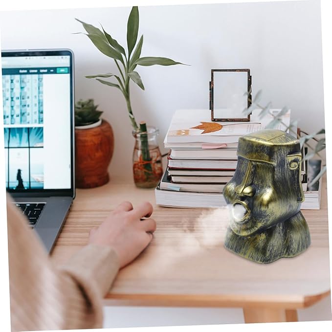 Moai Stone Humidifier USB Aromatherapy Diffuser for Home Creative Air Freshener Water Spray Function for Bedrooms and Living Rooms 500ml Capacity