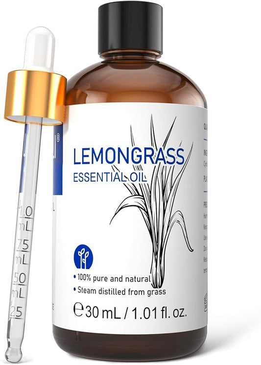 HIQILI Essential Oil, 100% Pure Natural Undiluted - Lemongrass - 1.01 Fl. Oz