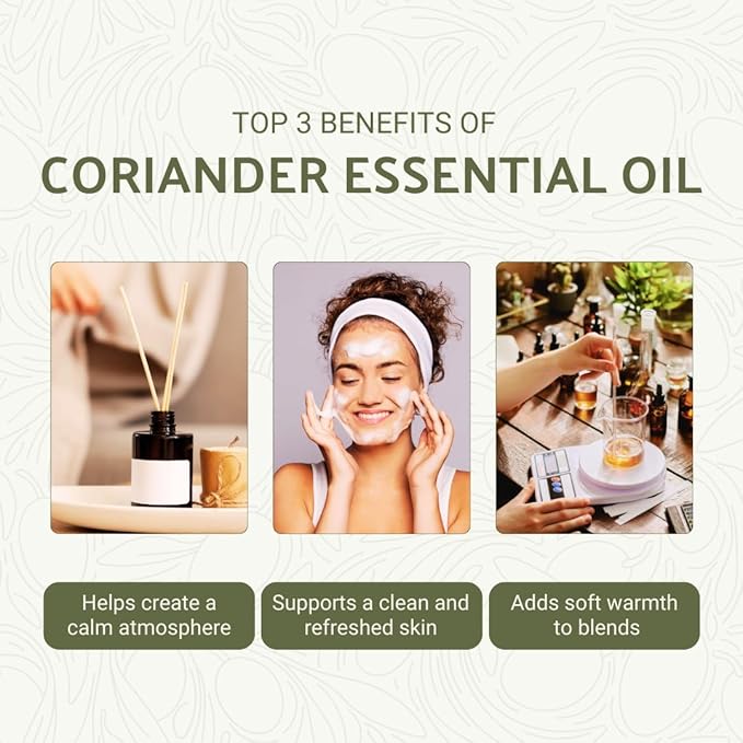 Coriander Essential Oil - Direct from Bulgarian Balkan Mountains - Steam Distilled - Aceite Cilantro for Aromatherapy, Massage, Diffuser, DIY Candle and Soap Making - 2lbs