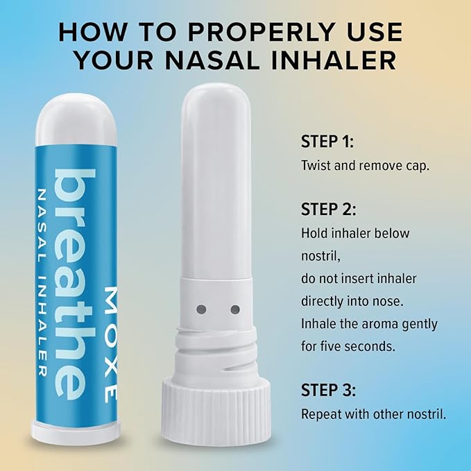 MOXE Breathe | Himalayan Salt Inhaler | Help Clear Congestion, Boost Focus and Improve Breathing | Natural Aromatherapy | Peppermint, Lavender and Tee Tree Essential Oil (1 Pack)…
