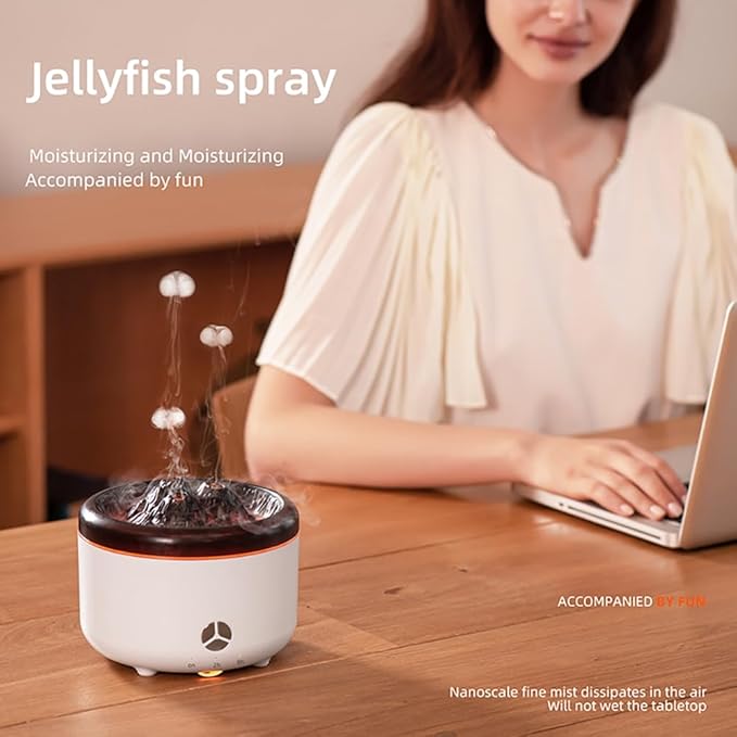 500ML Volcano Flame Diffuser,Essential Oil Diffusers for Home,Decorative Bedroom Aromatherapy Scent Air Diffuser Ultrasonic Aroma Defusers（Black）
