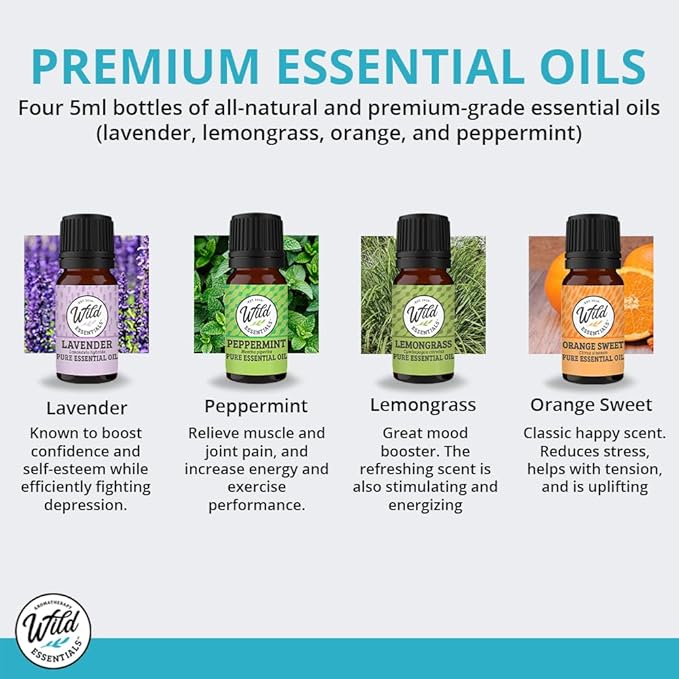 Wild Essentials Black Bat Essential Oil Car Vent Diffuser Kit With Lavender, Lemongrass, Peppermint, Orange Oils,Stainless Steel Locket Pendant,8 Refill Pads, Customizable Color Changing Air Freshener