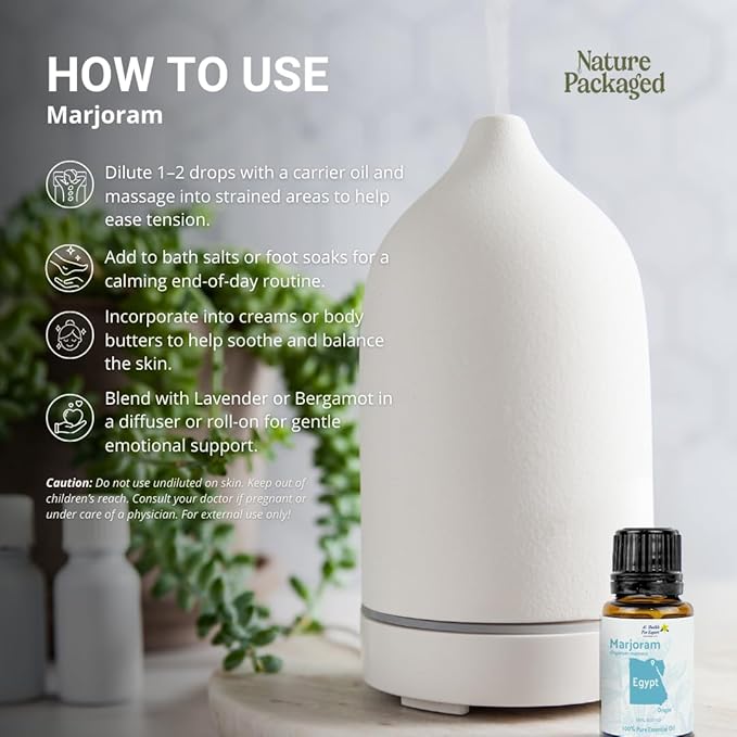 Marjoram Essential Oil - Direct from Al Sheikh for Export Egypt - Steam Distilled - Aceite de Mejorana for Aromatherapy, Massage, Diffuser, DIY Candle and Soap Making - 15ml