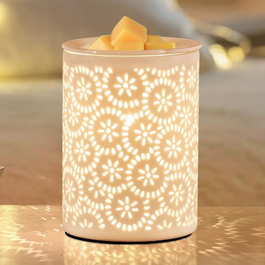 Floral Wax Melts Warmer, Ceramic Wax Warmer for Scented Waxes, Fragrance Oil WaxMelter, Electric Waxes Burner for Home Decor, Yoga, Bath, Relaxing Spa Gifts for Women