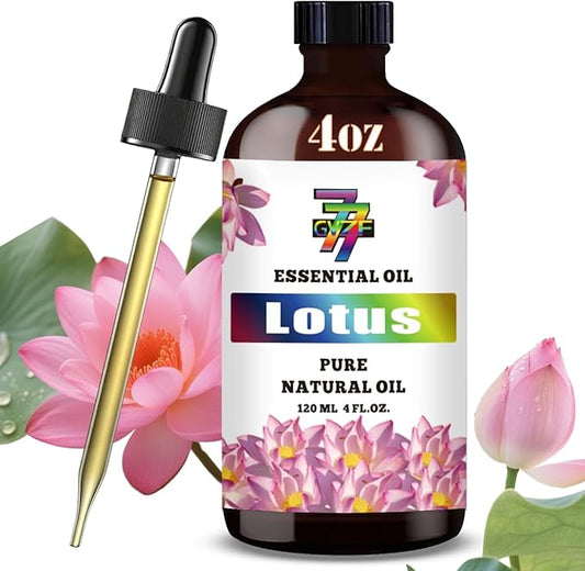 Lotus Essential Oil - GV77ZF Lotus Oils for Diffusers, Humidifiers, DIY Candles, Soap, Cleaning, Home, Office, Yoga, Massage, Gifts - 4 fl oz (120 ml)