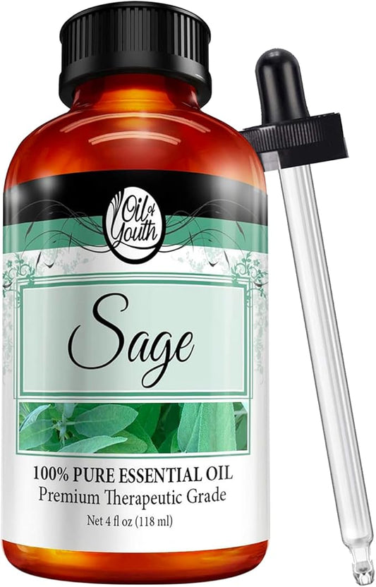 Oil of Youth Sage Essential Oils 4oz – Aromatherapy Oil for Diffuser