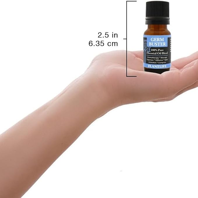 Plantlife Germ Buster Aromatherapy Essential Oil Blend - Straight from The Plant 100% Pure Therapeutic Grade - No Additives or Fillers - Made in California 10 ml