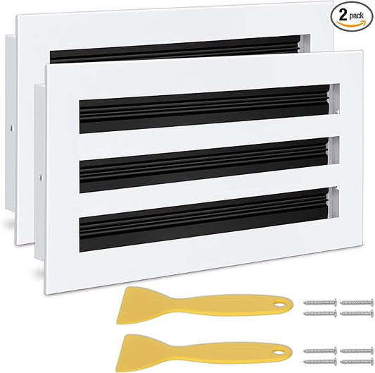 12x6 Modern AC Vent Cover 2Pack (Duct Opening Cutout), Decorative White Air Vent, All Aluminium Standard Linear Slot Diffuser, Low Noise - Register Grille for Ceiling, Walls & Floors