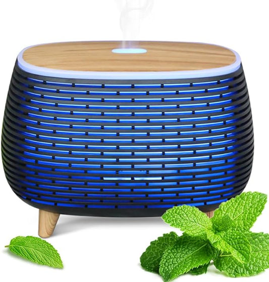 Essential Oil Diffuser, 400ml Aromatherapy Diffuser for Essential Oils, Ultrasonic Diffuser with 2 Mist Modes, Cool Mist Humidifier with 7 LED Color Lights and Auto-Off Safety, for Large Room Office