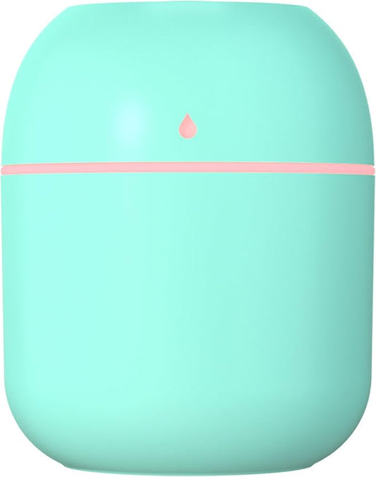 Mini USB Humidifier - Large Capacity, Ultra-Quiet 20dB, 2 Modes (Continuous/Intermittent) with Anti-Dry Burn & Night Light, Nano Mist for Room/Car/Office Desk (<10㎡) (Sky Blue, 220ml)