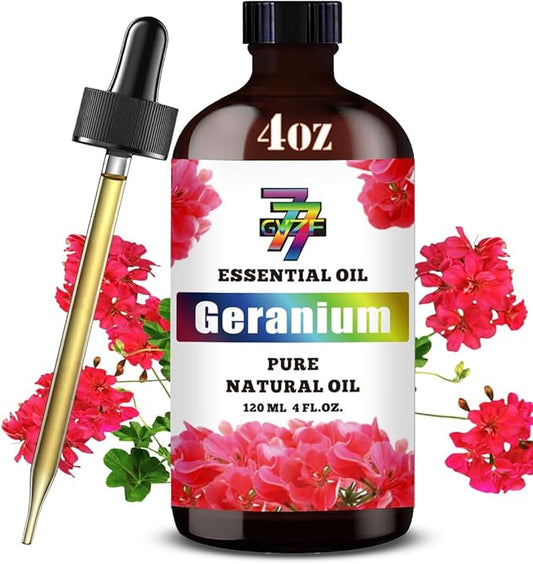 Geranium Essential Oil - GV77ZF Geranium Oils for Diffusers, Humidifiers, DIY Candles, Soap, Cleaning, Home, Office, Yoga, Massage, Gifts - 4 fl oz (120 ml)