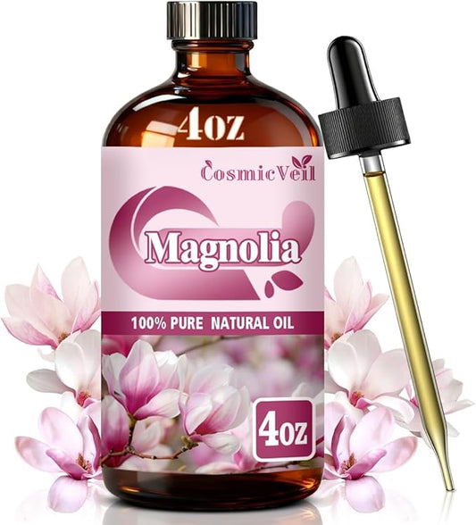 Magnolia Essential Oil Magnolia Oil for Aroma Diffuser,Humidifier,Home Fragrance,Cleaning,Body Care,Massage,Yoga,DIY Candle,DIY Soap CosmicVeil（Magnolia，4 Fl Oz (Pack of 1)）