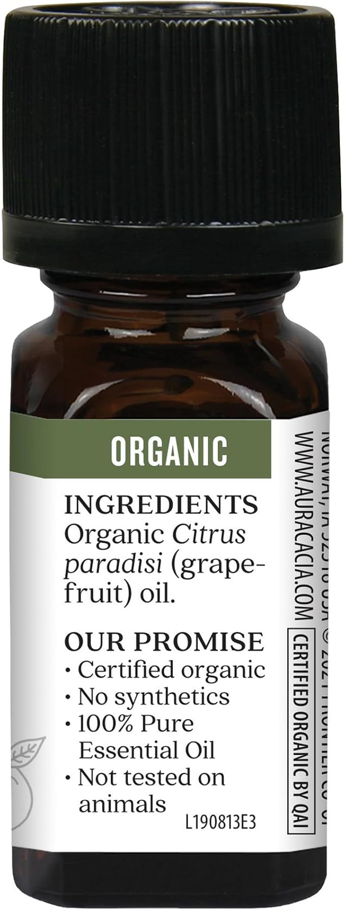 Aura Cacia Organic Grapefruit Essential Oil, 100% Pure Citrus Paradisi Oil - Fresh Fruity Aroma for Diffusers, Body Care, Cleaning and DIY Blends | 0.25 Fl Oz (Pack of 1)
