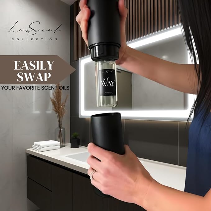 Aroma Scent Diffuser Starter Kit for Up to 1000SQ. FT. Coverage - 120ML Waterless Essential Oil Scent Included - Luxury Aroma Diffuser Ideal for Home, Office & Hotel (Silver, Sweet Temptation)