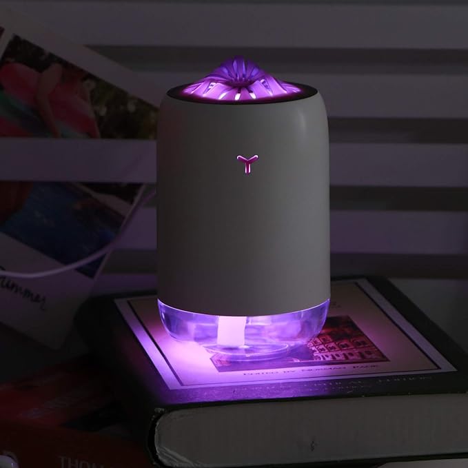260ml USB Desktop Humidifier, Mini Air Diffuser with Night Light, Quiet Mist Humidifier for Home Office, One - Button Dual Mist Mode, Leak - Proof Design (White)