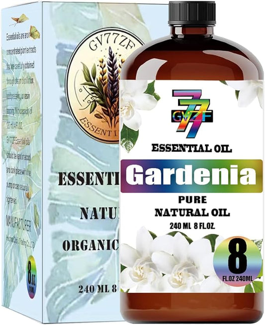 Gardenia Essential Oil - GV77ZF Gardenia Oils for Diffusers, Humidifiers, DIY Candles, Soap, Cleaning, Home, Office, Yoga, Massage, Gifts - 8 fl oz (240 ml)