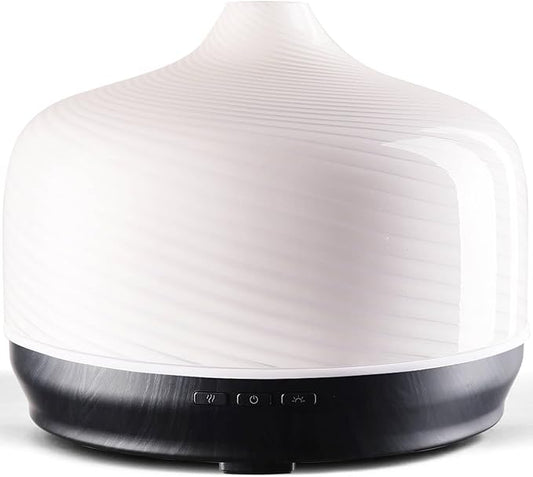 Porseme 500ml Glass Essential Oil Diffuser Aromatherapy Ultrasonic Cool Mist Humidifier 15-21 Running Hours Waterless Auto-Off Air Diffusers for Sleeping Yoga Working Spa(Pure White)