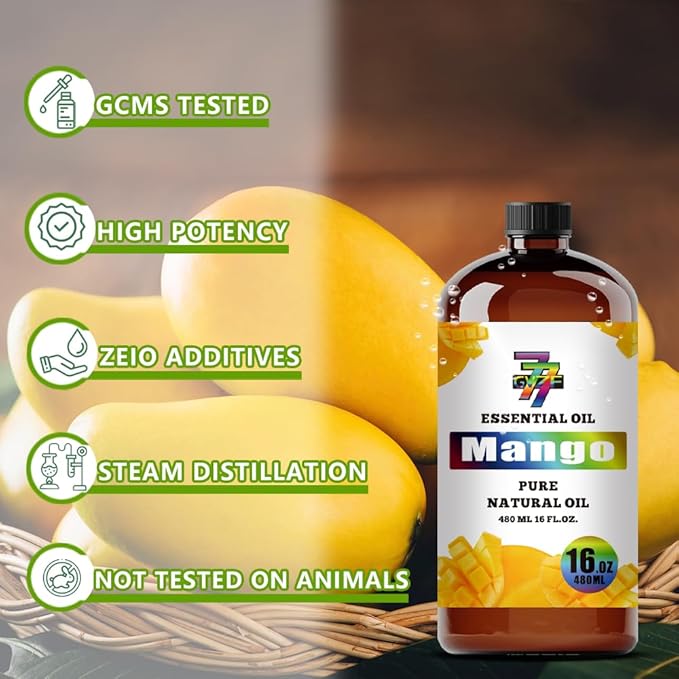 Mango Essential Oil - GV77ZF Mango Oils for Diffusers, Humidifiers, DIY Candles, Soap, Cleaning, Home, Office, Yoga, Massage, Gifts - 16 fl oz (480 ml)