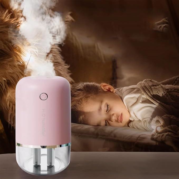 Cool Mist Humidifiers USB Desktop Humidifier with Night Light with 3 Mist Modes Low Energy Home Easy to Clean,for & Essential Oil Diffuser 360 Rotation Nozzle(Sakura Powder)