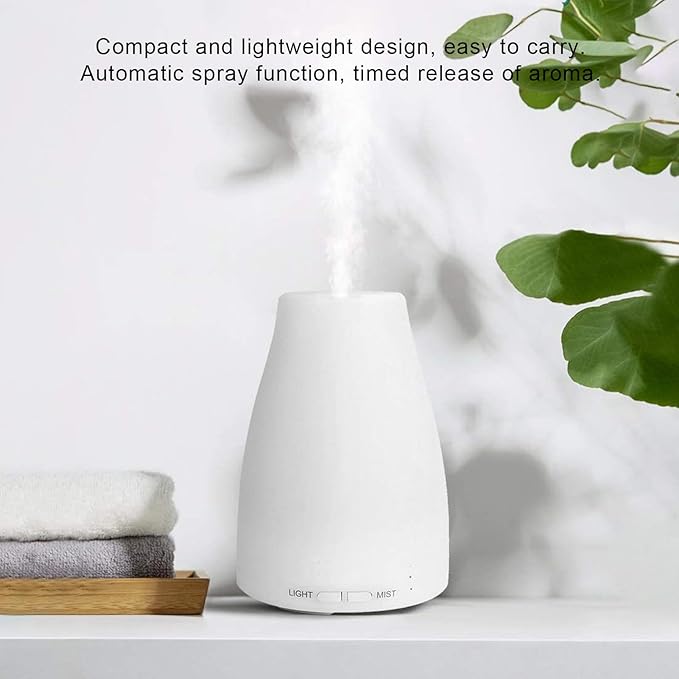 Yoidesu Mini Essential Oil Diffuser Wood Grain 100ml with Auto Spray Portable for Bedroom Office, Waterless Shut Off, Gift