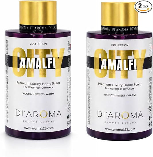 Di'Aroma Amalfi Aroma Oil Blend Pack of 2 Plastic Purple Bottle 120ml, City Collection, Diffuser Aroma Oil Blends, Waterless Diffuser Oil, Made in USA (Pack of Two 120ml, Amalfi)