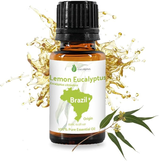 Lemon Eucalyptus Oil by Eucaliptus from Brazil - Pure Lemon Eucalyptus - 100% Pure Steam Distilled Natural Aceite de Eucalipto Limón - Aromatherapy - Premium Therapeutic Grade (15ml)