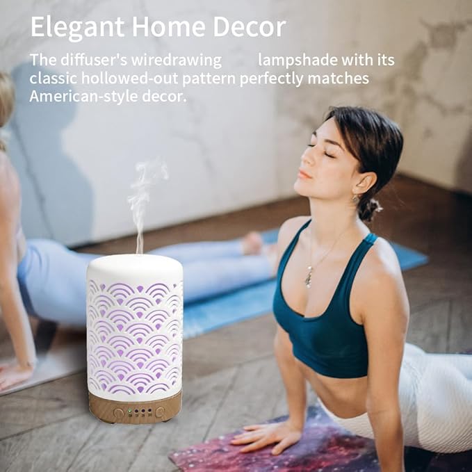 Ceramic Essential Oil Aroma Air Freshener Diffuser, Scent Diffuser Aromatherapy 100ML, Cool Mist with Waterless Auto Ultrasonic Diffusing Cool Mist Humidifier with Timers for Office