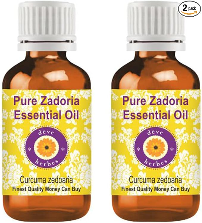 Deve Herbes Pure Zadoria Essential Oil (Curcuma zedoaria) Steam Distilled (Pack of Two) 100ml X 2 (6.76 oz)