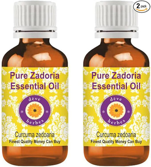 Deve Herbes Pure Zadoria Essential Oil (Curcuma zedoaria) Steam Distilled (Pack of Two) 100ml X 2 (6.76 oz)