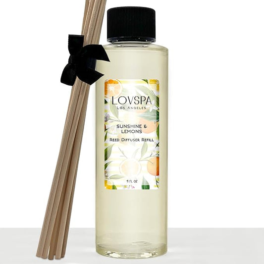 LOVSPA Sunshine & Lemons Diffuser Oil - Luxury Essential Oils for Diffuser Refill & Air Freshener Room Spray - Long-Lasting & Natural Home Fragrance, Scented Oil for Diffusers, USA Made, 4oz