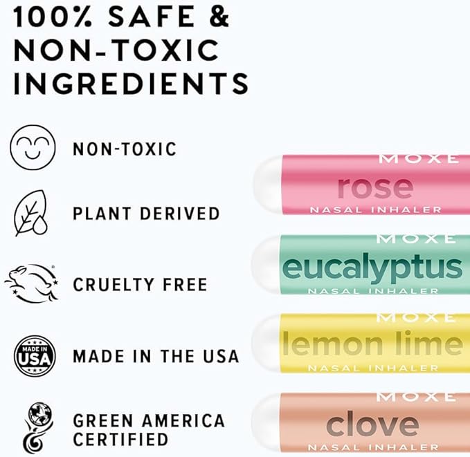 MOXĒ Smell Training Kit, Made in USA, 4 Essential Oils, Olfactory Regeneration, Helps Restore Sense of Smell, Natural Therapy for Smell Loss, Lemon, Rose, Clove, Eucalyptus, Guidebook, Personal Log