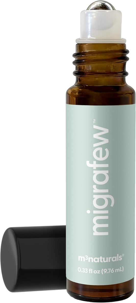 MigraFew Aromatherapy Migraine Roll On | Compact Headache Relief with Cooling Metal Roller for Head Tension and Pressure, Made with Peppermint, Spearmint and Lavender Essential Oils (0.33 FL oz) by M3