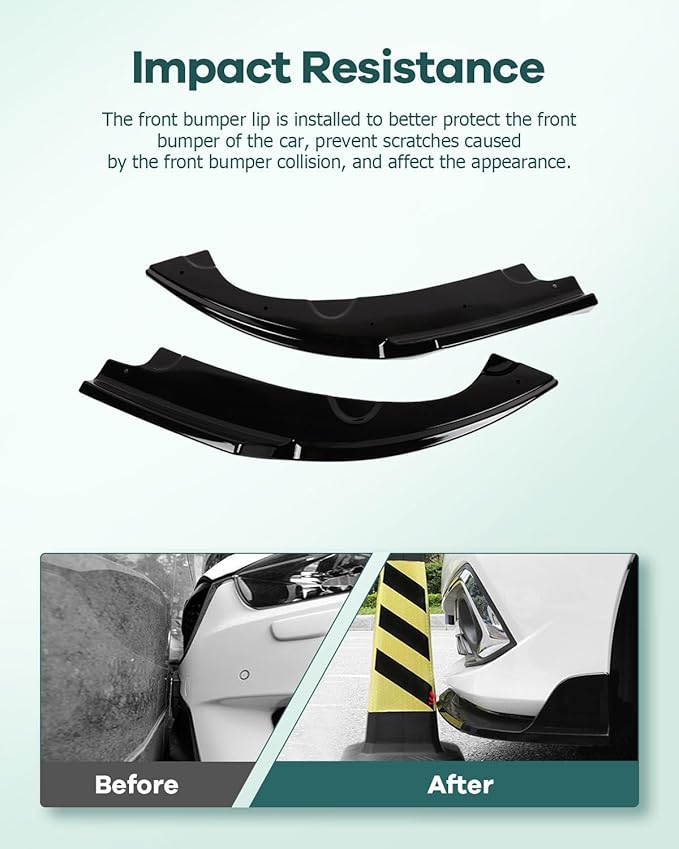 SCITOO Glossy Black Left Right Rear Bumper Canard Splitter Diffuser Valence Lower Spoiler Lip Bumper Splitters Aprons Fit for 2016-2019 for Honda Civic 4 Door Sedan Model