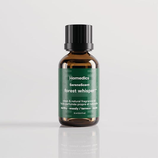 Homedics SereneScent Forest Whisper Fragrance Oil 15ml | Earthy Woody Blend with Cedarwood, Sandalwood & Patchouli | USDA Biobased Essential Oil Diffuser Scent | Waterless Cold Air