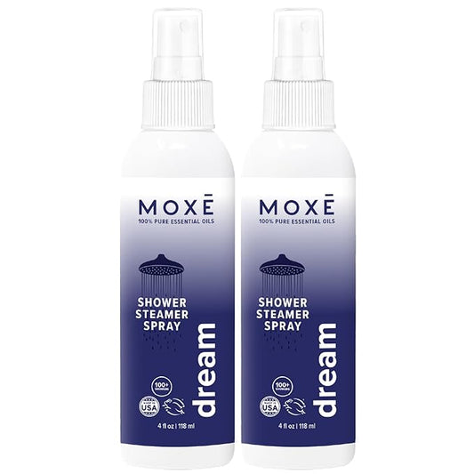 MOXĒ Dream Lavender & Chamomile Shower Steamer Spray, 100% Natural Certified Essential Oils, Bath Relaxation, Made In USA, 4 Ounces (2 Pack)