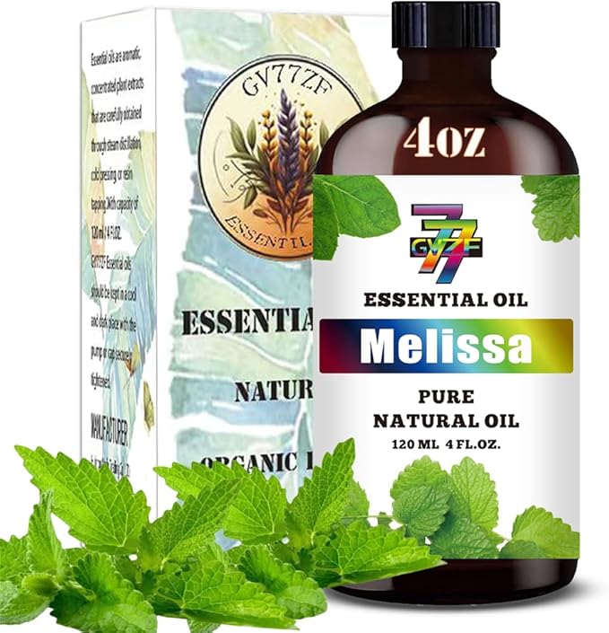 Melissa Essential Oil - GV77ZF Melissa Oils for Diffusers, Humidifiers, DIY Candles, Soap, Cleaning, Home, Office, Yoga, Massage, Gifts - 4 fl oz (120 ml)