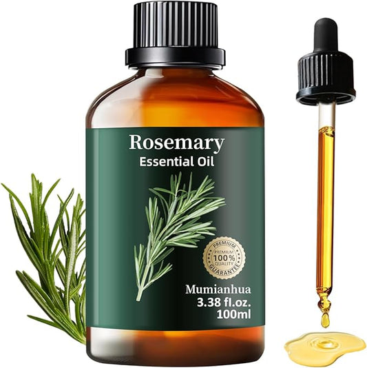 Rosemary Essential Oil, Mumianhua Pure Rosemary Oil Steam-Distilled for Scalp Revitalization & Hair Strength, Natural Focus for Diffuser & DIY, Skin 3.38 Fl Oz
