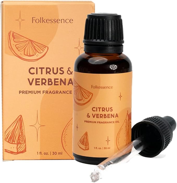 Folkulture Citrus & Verbena Essential Oil Blend | 30 ml - 1.01 Fl Oz Fragrance Oil with Dropper | Premium Diffuser Oils for Humidifier, Diffuser for Fresh & Uplifting, Revive, Relaxation