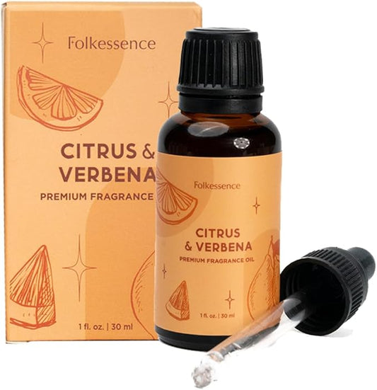 Folkulture Citrus & Verbena Essential Oil Blend | 30 ml - 1.01 Fl Oz Fragrance Oil with Dropper | Premium Diffuser Oils for Humidifier, Diffuser for Fresh & Uplifting, Revive, Relaxation
