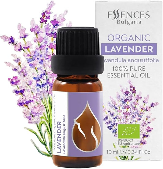 Essences Bulgaria Organic Lavender Essential Oil 1/3 Fl Oz | 10ml | Lavandula angustifolia | 100% Pure and Natural | Undiluted | Therapeutic Grade | Family Owned Farm | Steam-Distilled | Non-GMO