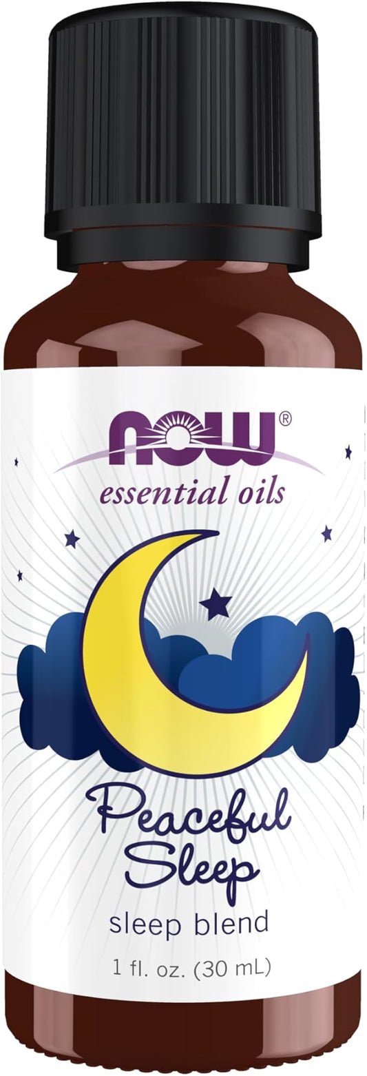 NOW Essential Oils, Peaceful Sleep Oil Blend, Relaxing Aromatherapy Scent, Blend of Pure Essential Oils, Vegan, Child Resistant Cap, 1-Ounce