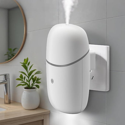 Essential Oil Diffuser for Home, Cold Waterless Diffuser with Low/High Switch, Plug in Diffuser with Night Light, Quiet Wall Aromatherapy Diffuser for Living Room, Bedroom, Bathroom, White