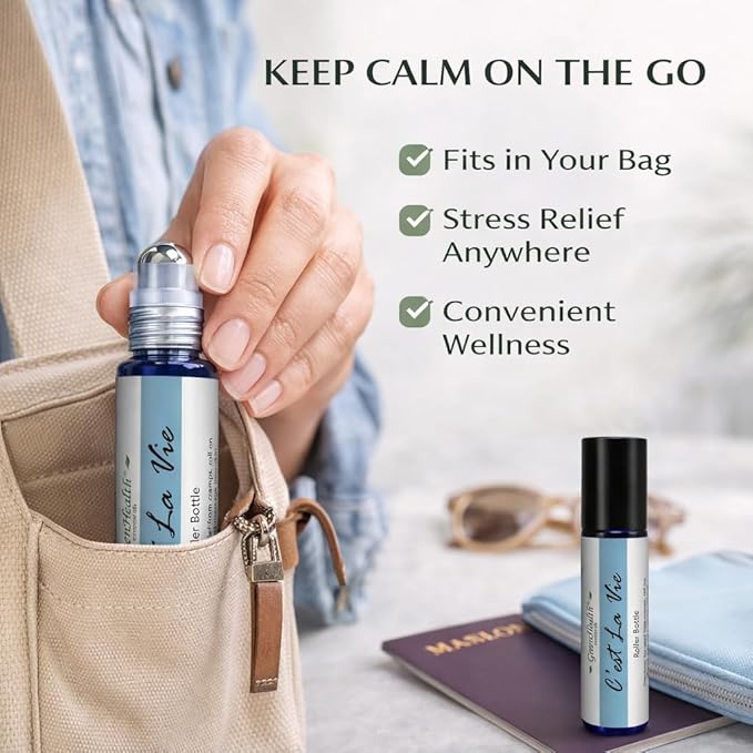 GreenHealth C’est La Vie Essential Oil Roll-On (10 ml) – Pre-Diluted Relaxing Aromatherapy Blend, Ready-to-Use Rollerball, Travel Size Calming Scent