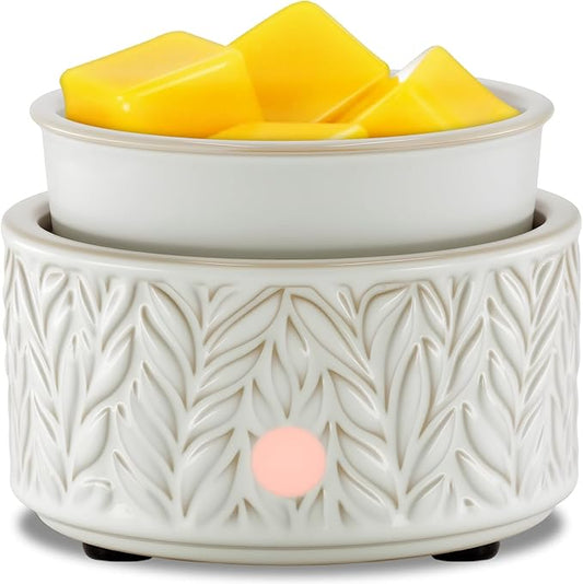 EQUSUPRO Wax Melt Warmer for Scented Wax -4-in-1 Electric Ceramic Candle Wax Warmer Fragrance Wax Burner Melter for Home Office Bedroom Gift & Decor (Kiln-Change White)