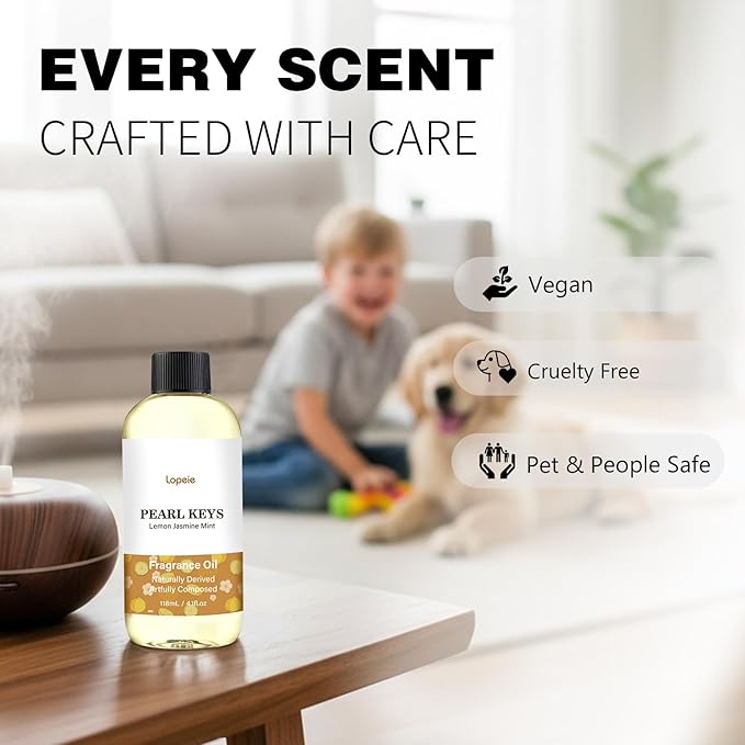 Lopeie Ritzy Luxury Hotel Diffuser Oil – Lemon Jasmine Mint for Ultrasonic & Waterless Diffusers – Long-Lasting Essential Oil, Air Freshener & Room Spray, 4.1 Fl Oz