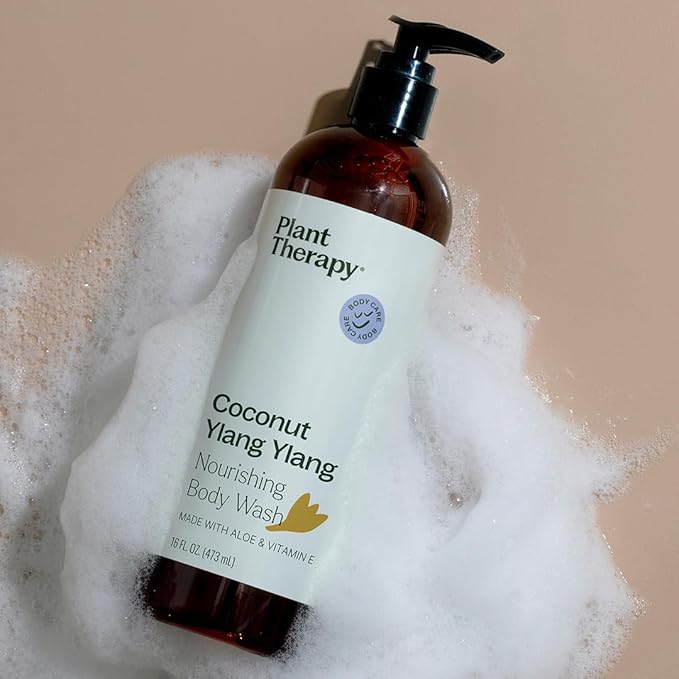 Plant Therapy Coconut Ylang Ylang Natural Body Wash 16 oz For all Skin Types, Sulfate Free Body Wash, For Men or Women, Sweet & Tropical Natural Scent, Luxurious Lather, Cleanses & Soothes Skin